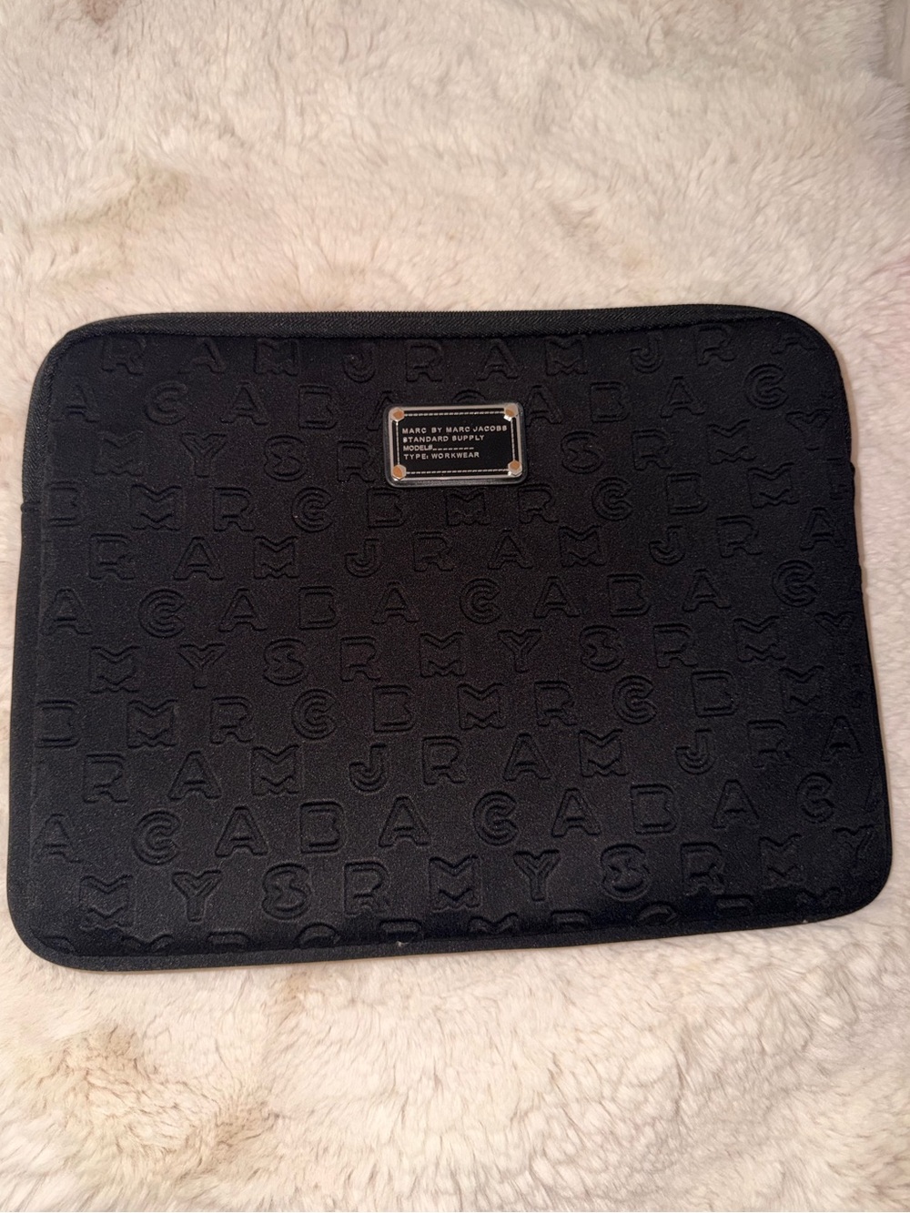 Marc by Marc Jacobs Black Embossed Logo Laptop Sleeve
